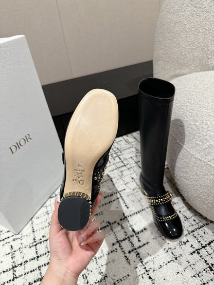 CD Belle-D Heeled Boot Black Lambskin