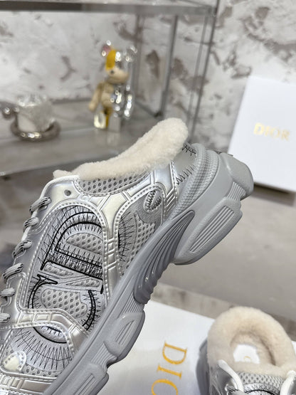 Dior 25 Chrono Sneakers Silver Mesh Calfskin 530322