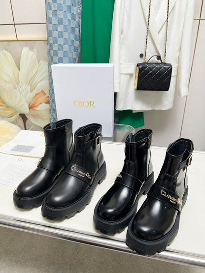 CD D-Quest Ankle Boot Plain Black Calfskin