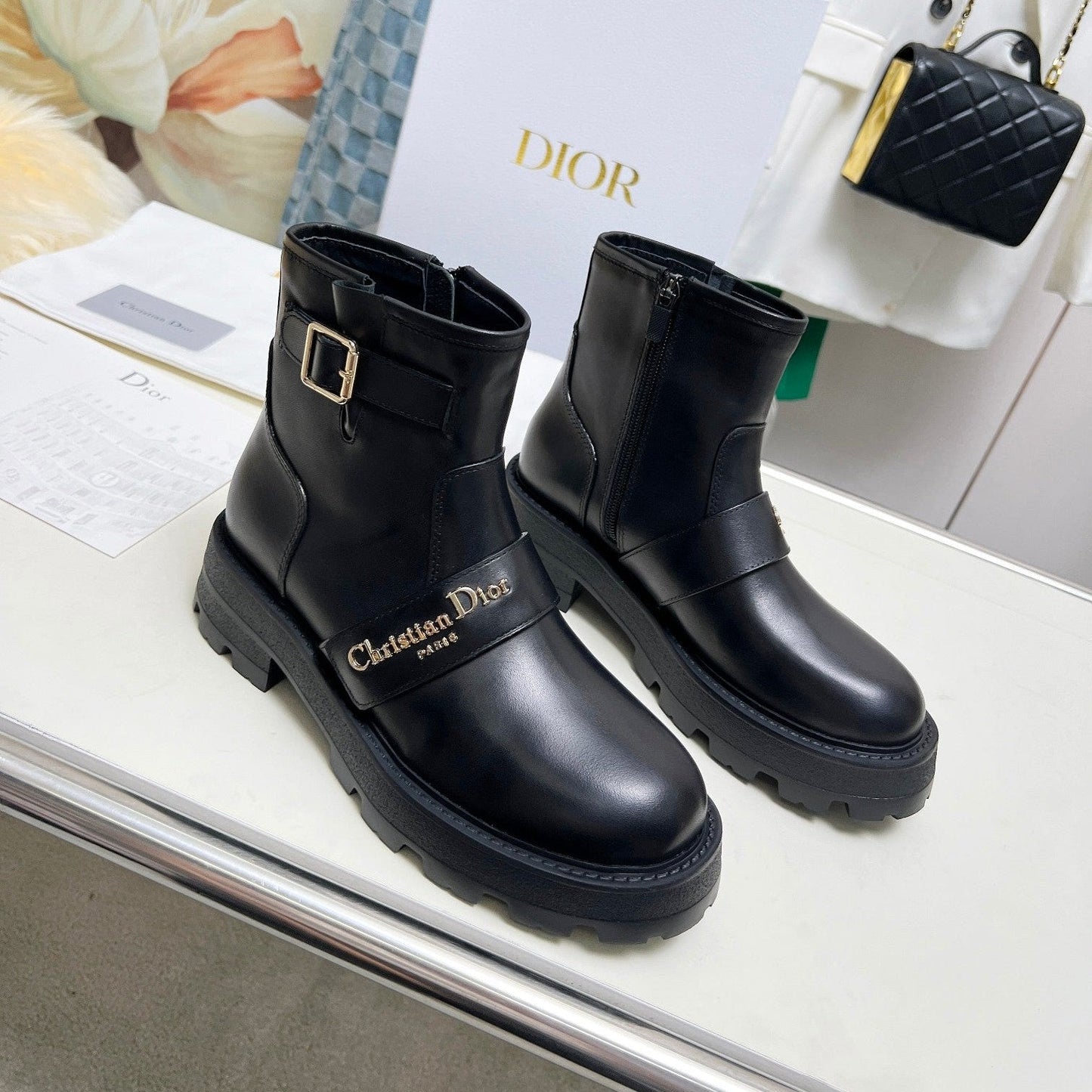 CD D-Quest Ankle Boot Plain Black Calfskin