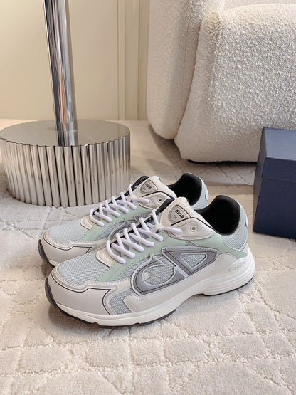 CD B30 Sneaker Grey White Mix Pale Jade Green Polyester Mesh Fabric And Calfskin