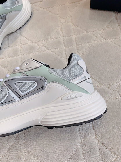 CD B30 Sneaker Grey White Mix Pale Jade Green Polyester Mesh Fabric And Calfskin
