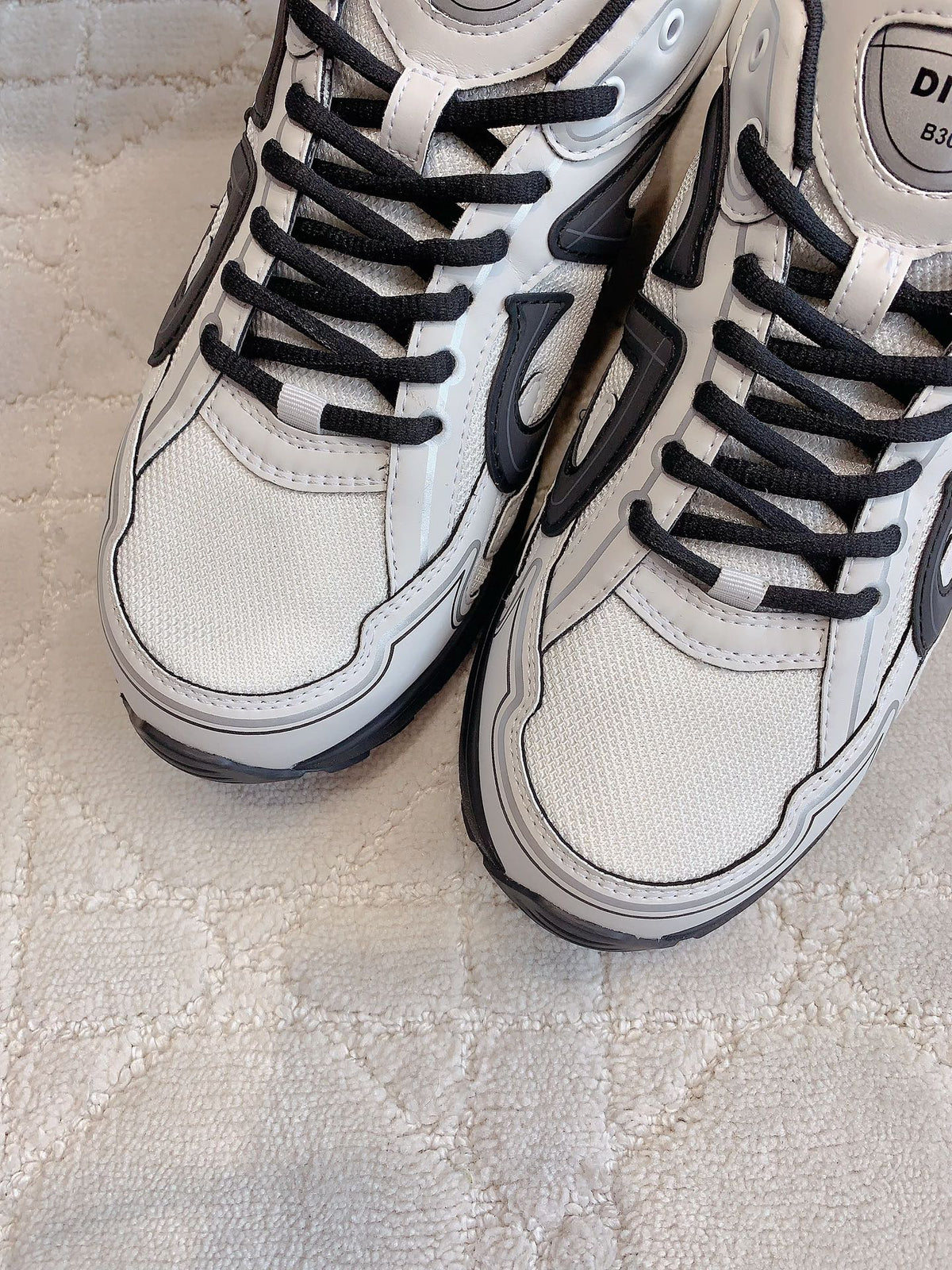 CD B30 Sneaker White Mix Black Polyester Mesh Fabric And Calfskin