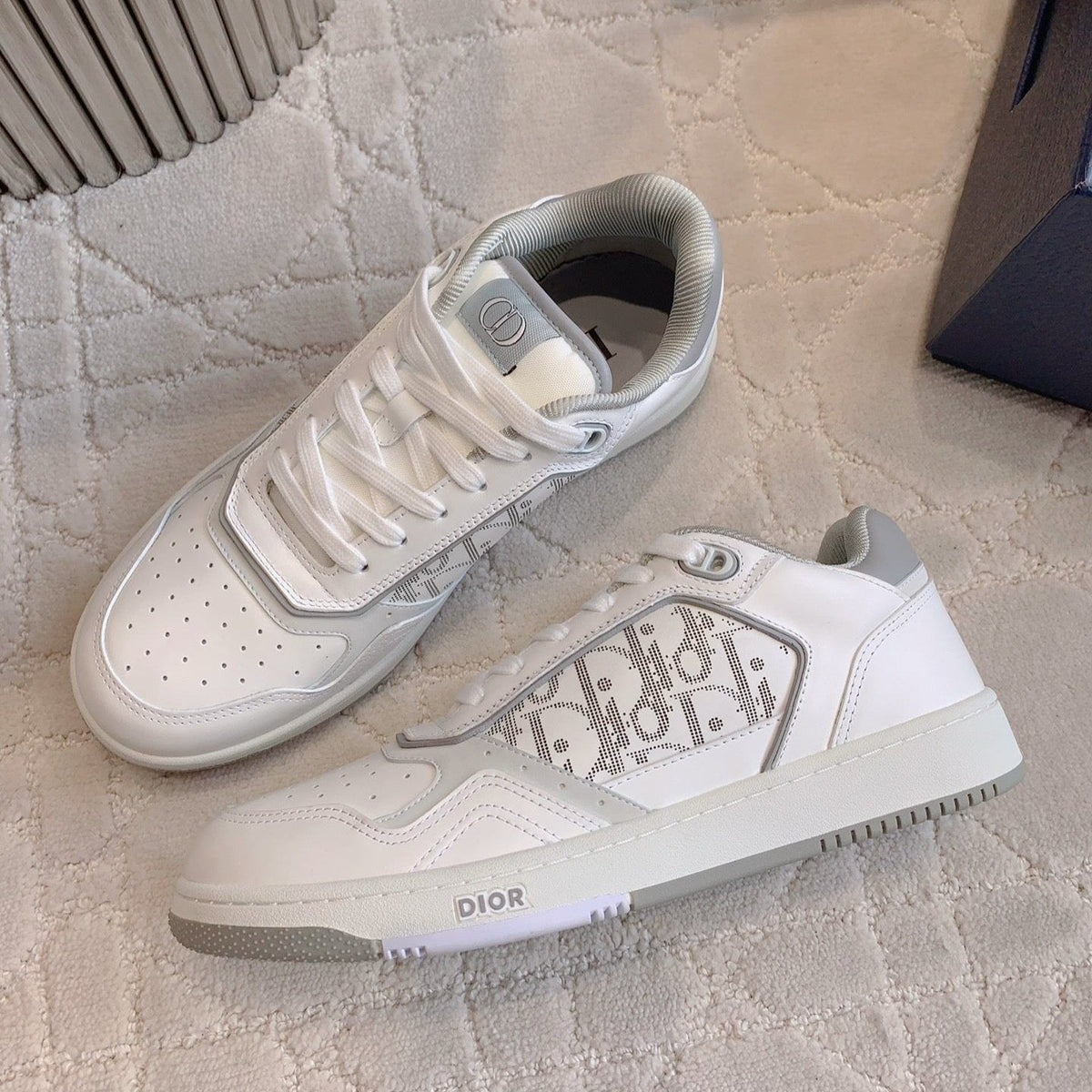 CD B27 Low-Top Sneaker White Grey Print Calfskin