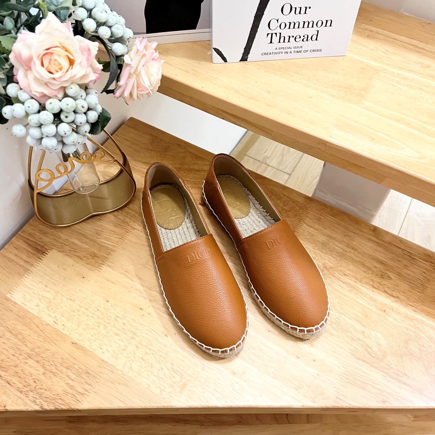 CD Paradise Espadrilles Tan Brown Grain Cowhide 692264