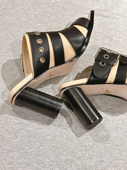 CD 26s High Heel Sandal 65 Black Beige Lambskin 661540