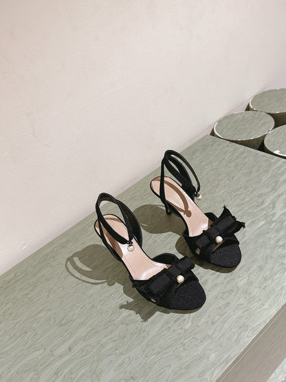 CD 25 Or Adiorable Heeled Sandal Tassel Grosgrain 241756