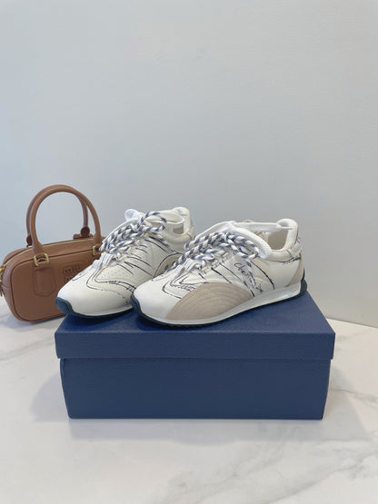 CD 26s D-Sketch Sneakers White Taupe Suede Lambskin 908096