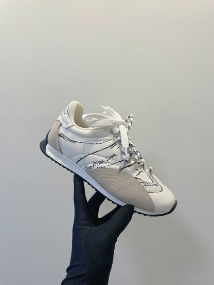 CD 26s D-Sketch Sneakers White Taupe Suede Lambskin 908096