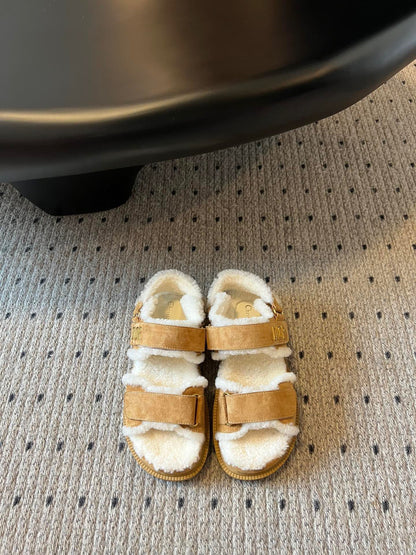 CD Dioract Sandal 40mm Brown Yellow Suede And Fleece Lining