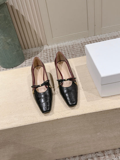 CD Muse Pump 4cm Black Burgundy Crocodile-Printed Calfskin 694201