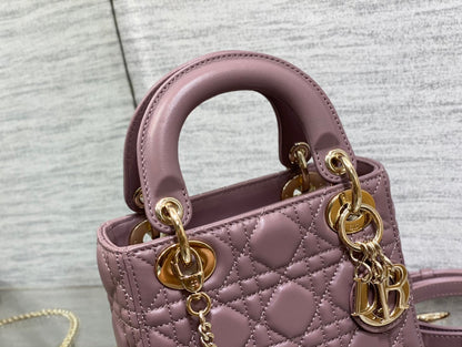 mini lady 17 blue lilac lambskin