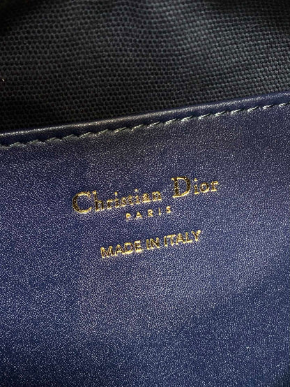 Dior 2025 Bag 19cm Navy Blue mix Beige Oblique Fabric mix Leather 272830