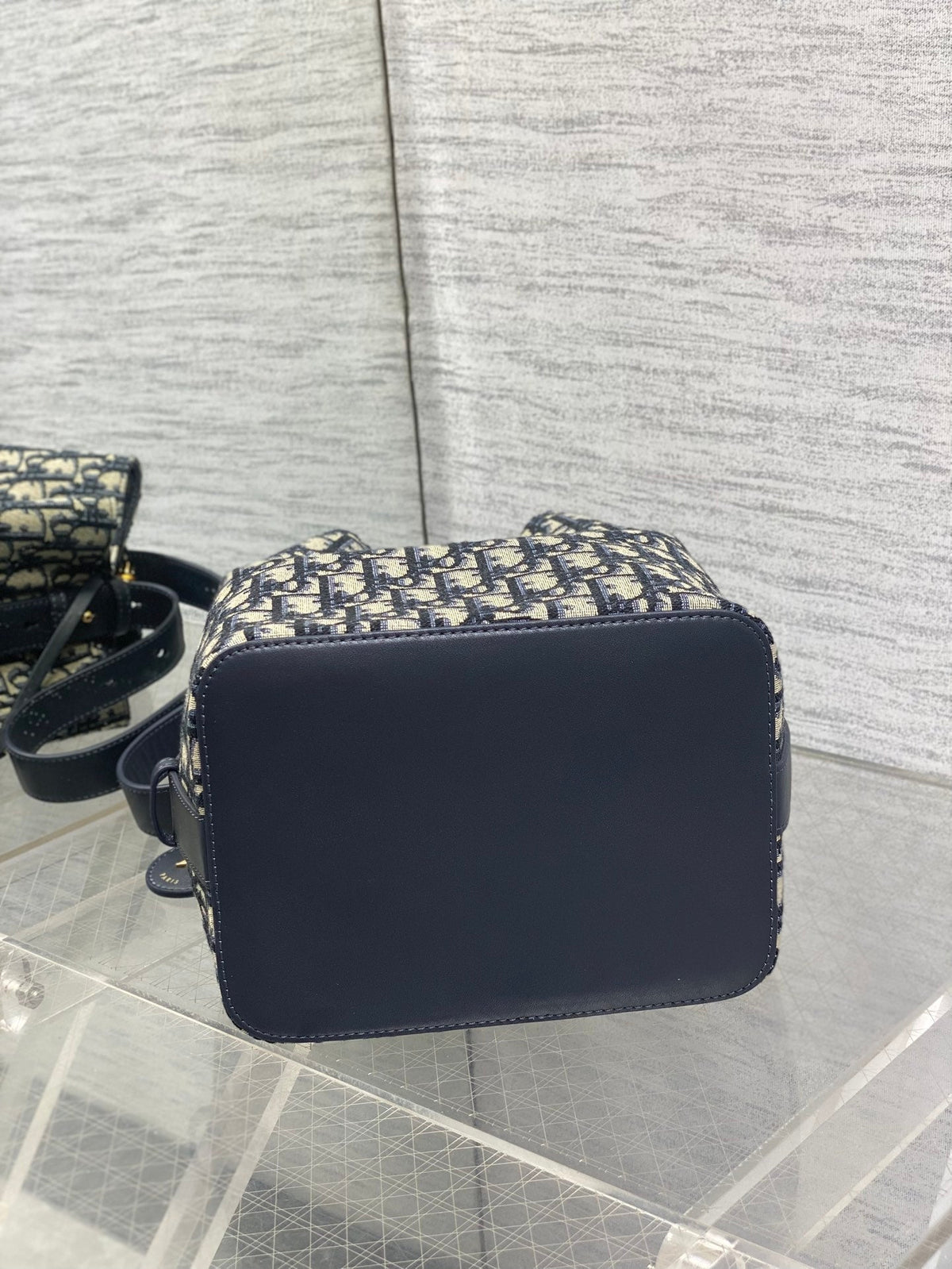 Dior 2025 Star Bucket Bag Navy Blue mix Beige Canvas Leather 270450