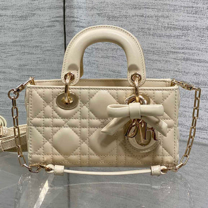 Dior 2026 Bow D-Joy Micro Bag Beige Lambskin 284115