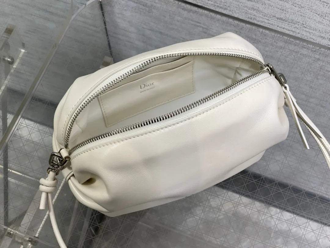 Dior 2026 Bow Pouch 20cm White Lambskin 284143