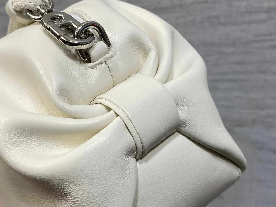 Dior 2026 Bow Pouch 20cm White Lambskin 284143