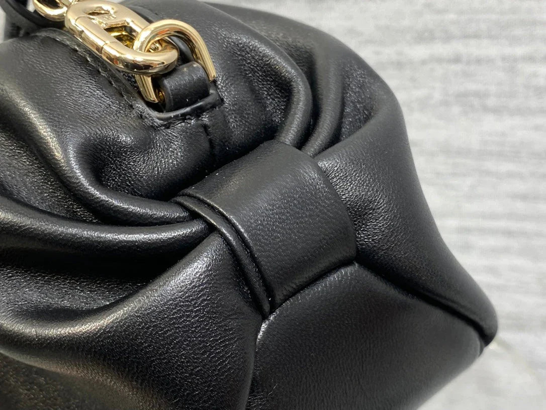 Dior 2026 Bow Pouch 20cm Black Lambskin 284145