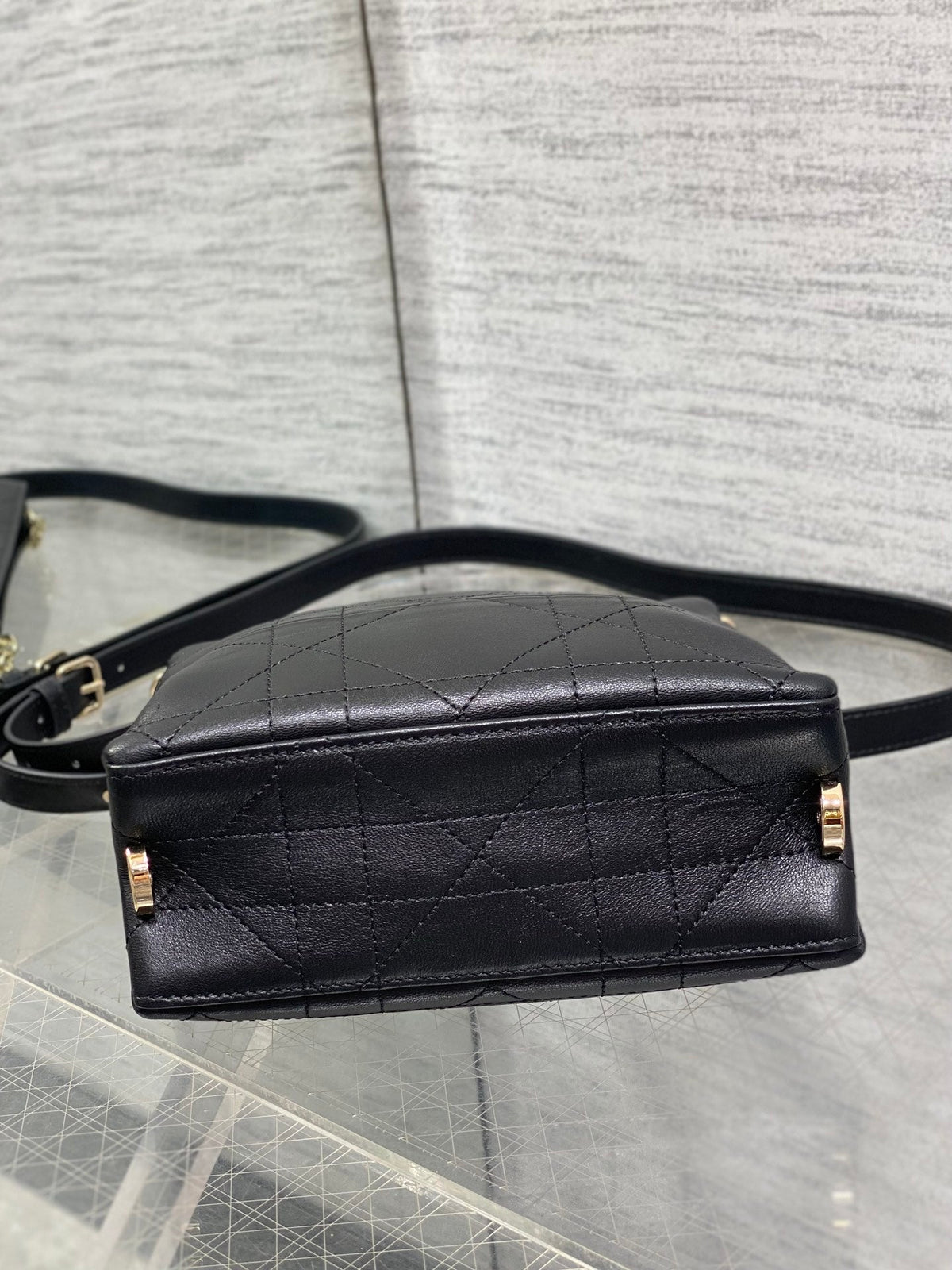 Dior Small Vertical Bag Black Macrocannage Lambskin 286596