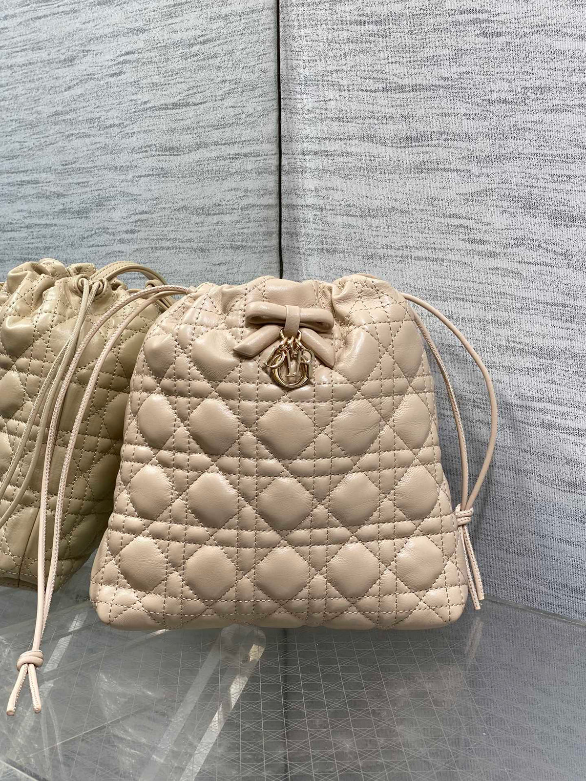 CD Adiorable Mini Bucket Bag Beige Lambskin 286639