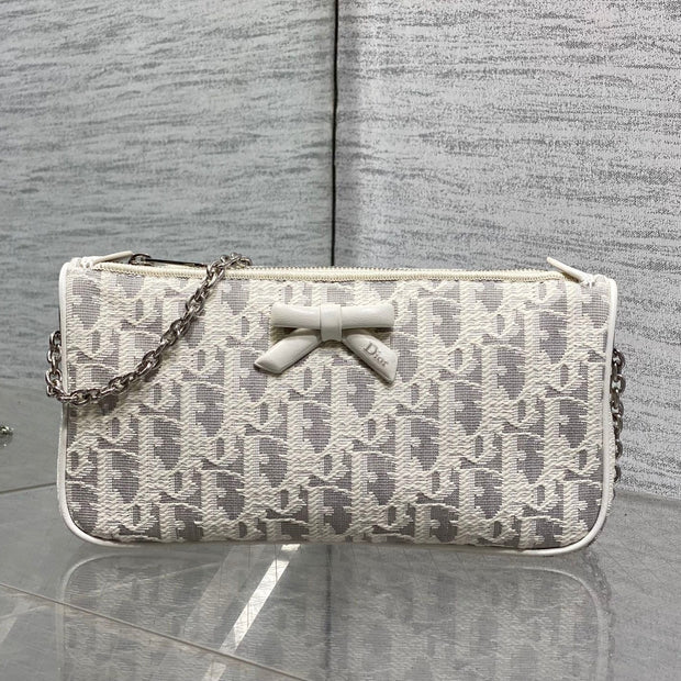 CD 2026 Promenade 22cm Bag White Grey Cotton Calfskin 289146