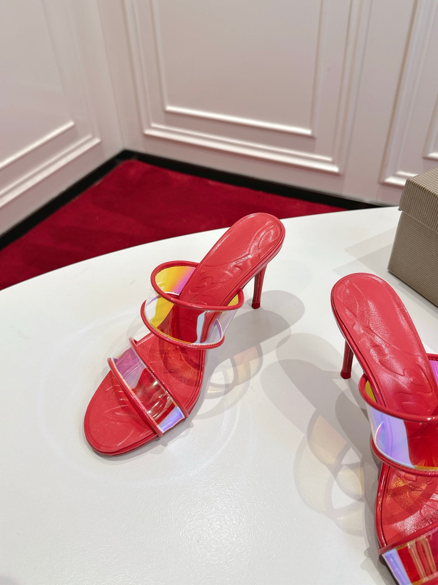 Christian Louboutin 2026 Just Loubi 100mm Mules PVC Lambskin 780411