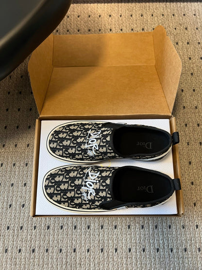CD 26s Slip-on Shoes Black Beige Canvas 903389