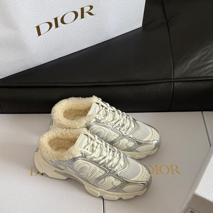 Dior 25 Chrono Sneakers White Silver Mesh Calfskin 531393