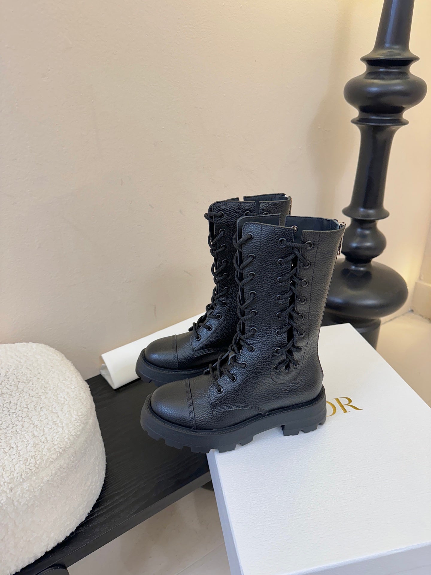 CD D-Road Ankle Boot Black Grained Calfskin 530616