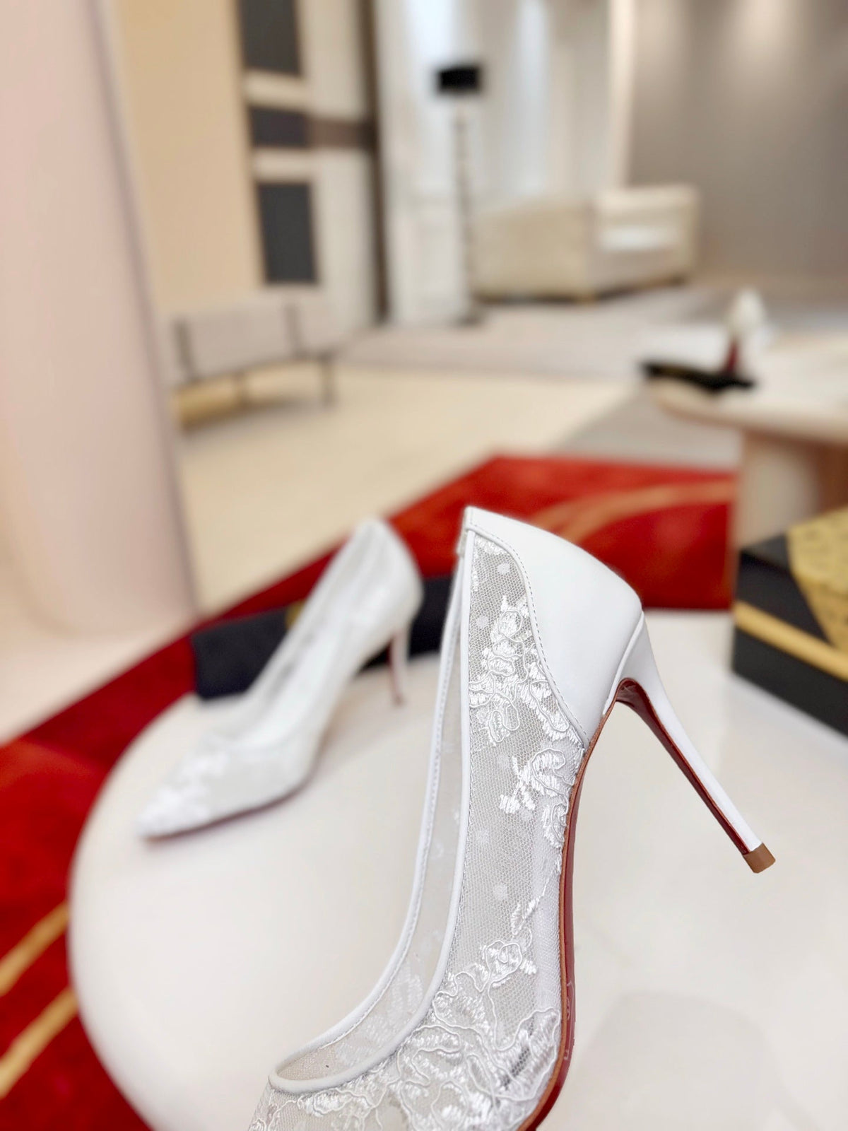 Christian Louboutin Follies Lace Pumps Leather 825176