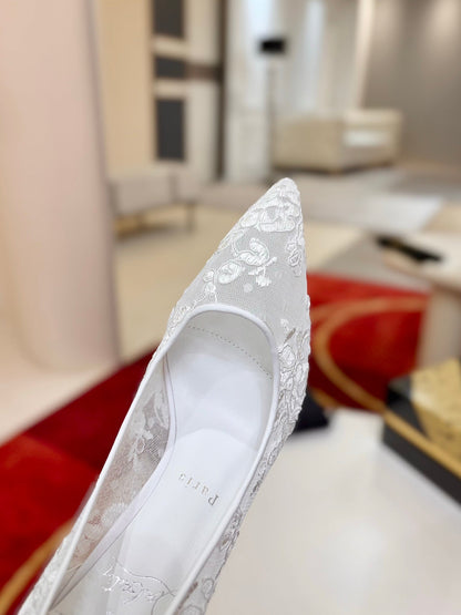 Christian Louboutin Follies Lace Pumps Leather 825176
