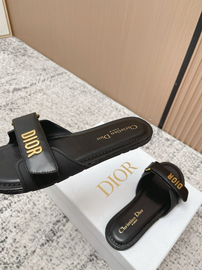 CD Dioriviera Dioract Slides Black Cowhide 752399