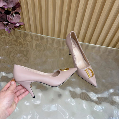 CD Buckle High-Heeled Elegant Shoes 85mm Dusty Rose Cowhide 537718