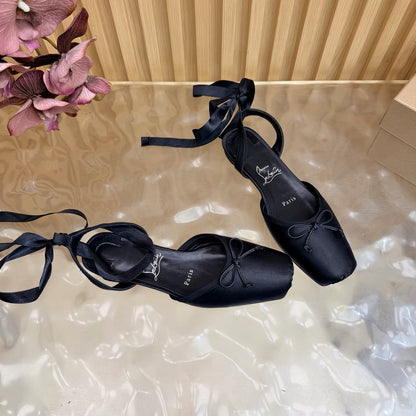 Christian Louboutin 2026 Sweetie Jane Strass Ballerina Flat Silk Leather 853090