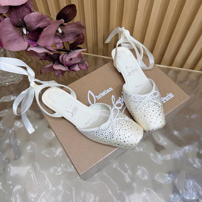 Christian Louboutin Sweetie Jane Strass Ballerina Flat Strass Silk Leather 853096