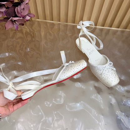 Christian Louboutin Sweetie Jane Strass Ballerina Flat Strass Silk Leather 853096