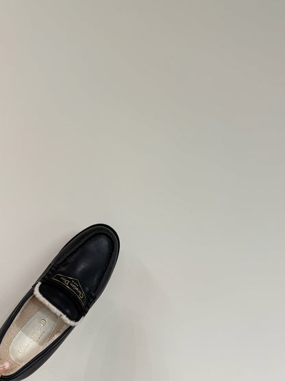 CD Loafers In Black Lambskin And Fleece Lining 109291