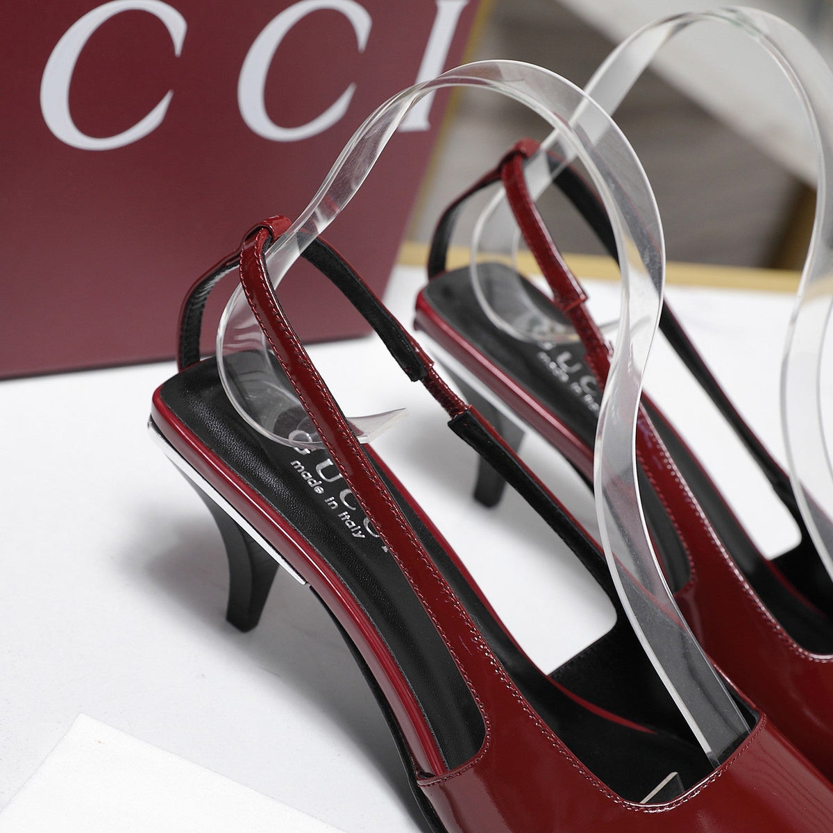 GG 26ss Slingback 60 Dark Red Sheepskin 601092