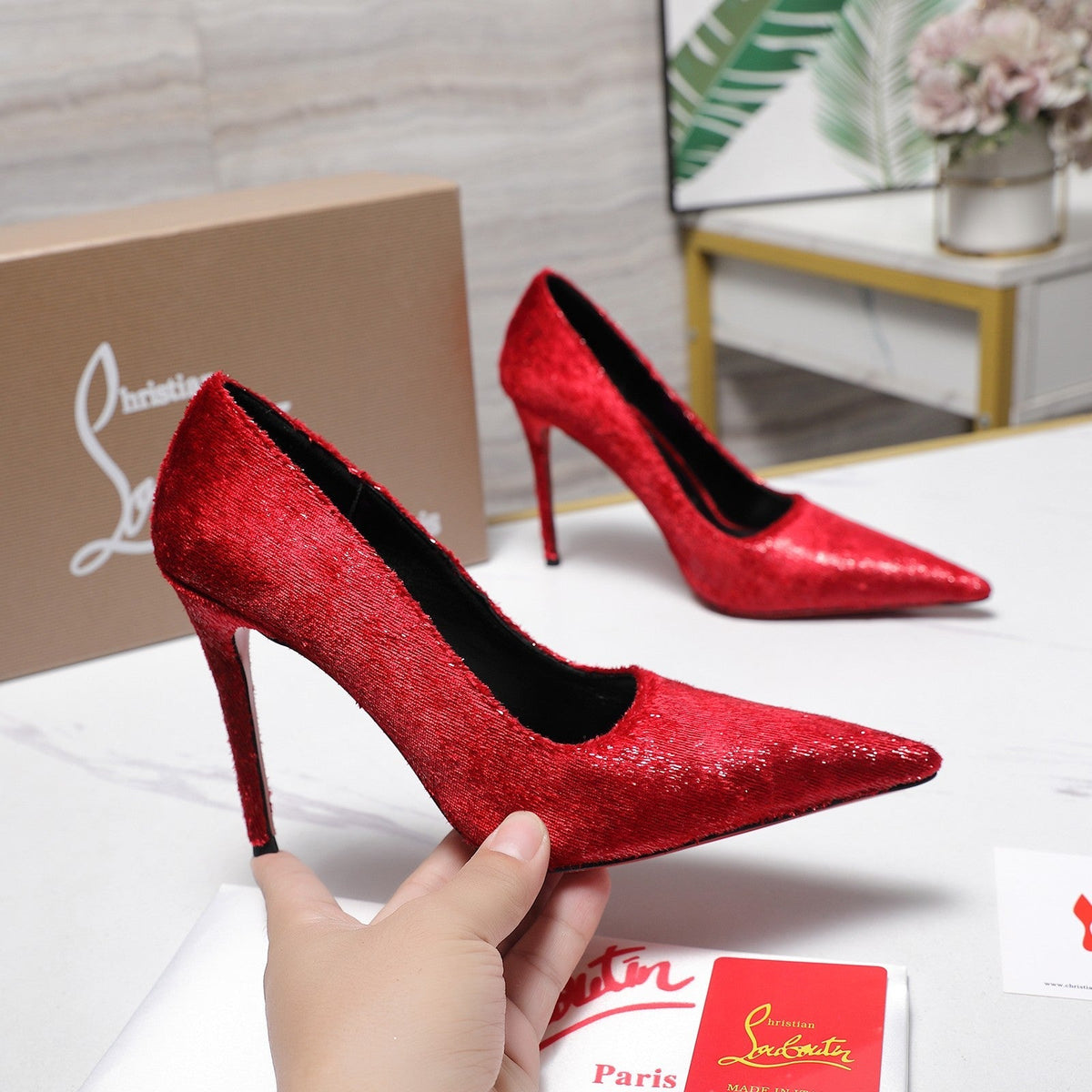CL Kate 100mm Pump Velvet Fabric 863992