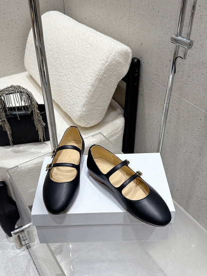 Celine 26 Ballet Flats Black Cowhide 608054