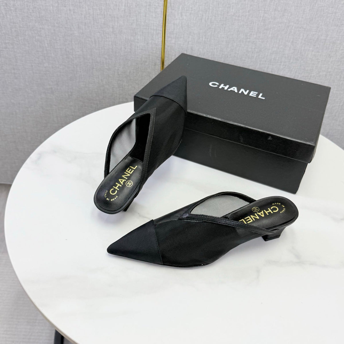 Chanel 2026 Mesh Mule Fabric Sheepskin 904436