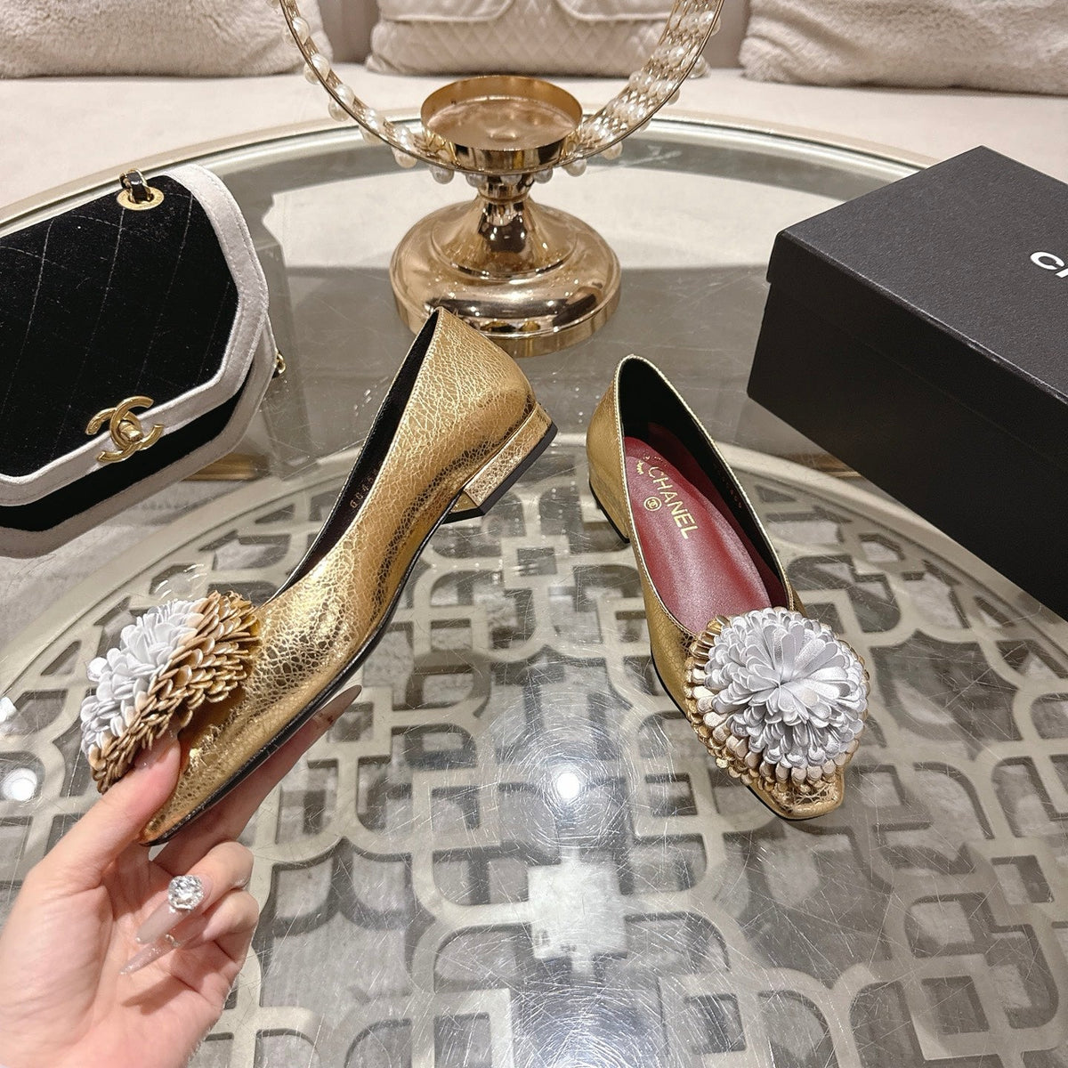 CC 26s Floral Ballet Flats Sheepskin
