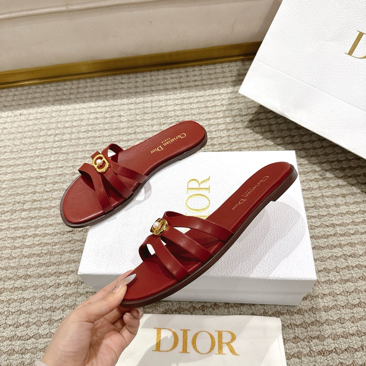 CD 30M Slide Red Calfskin 543739