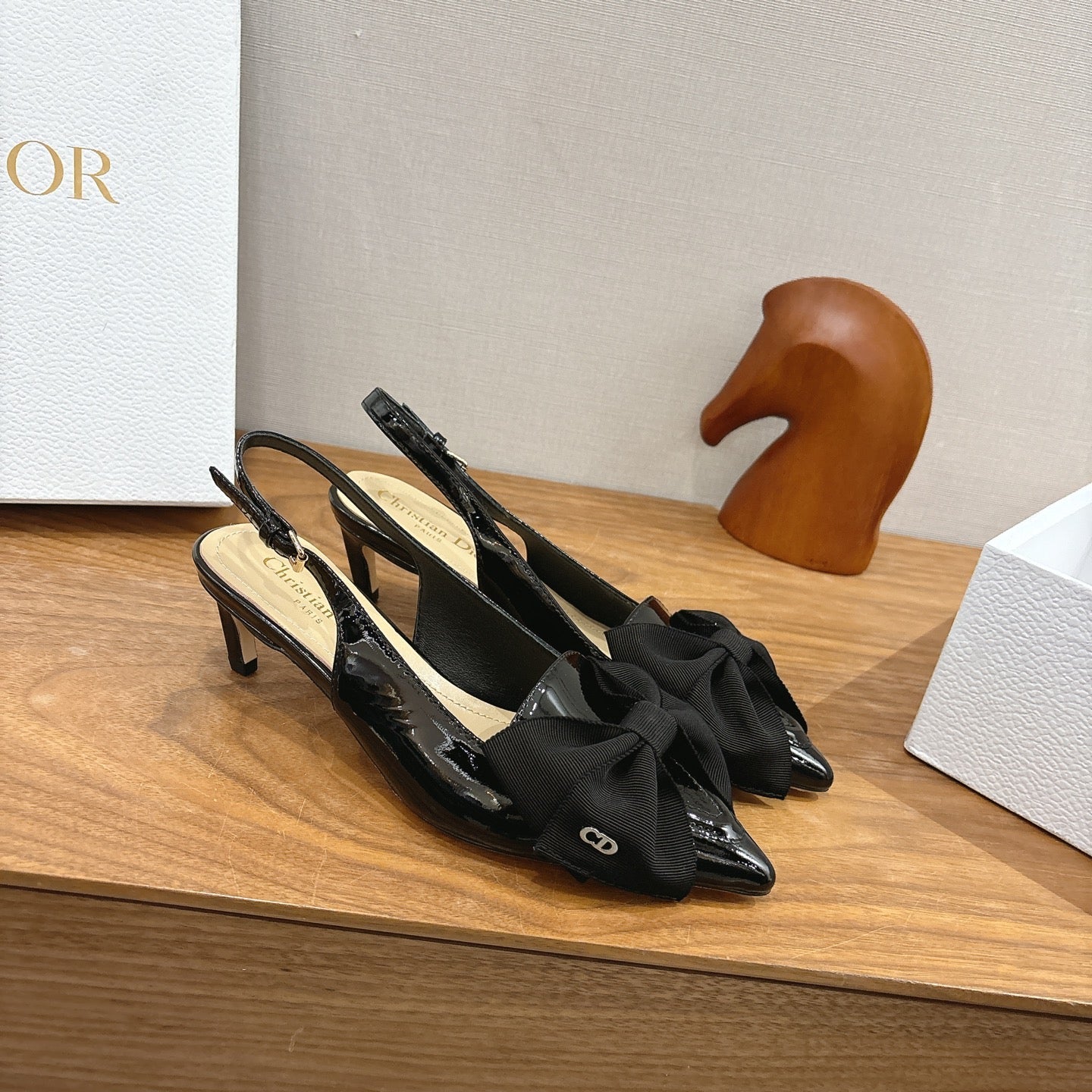 CD Diorissimo Slingback 50mm Black Patent Leather 541249