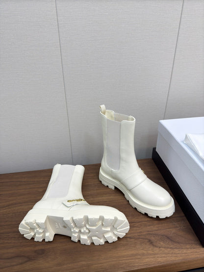 CD D-Quest Ankle Boot 40mm In White Calfskin 112935