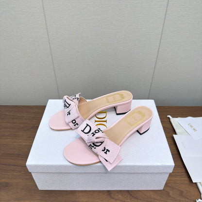 CD 26s J'Adior Chunky Heel 4.5cm Light Pink Canvas Lambskin 922454