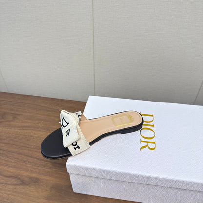 CD 26s J'Adior Slides Black Canvas Lambskin 922456