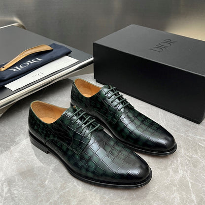 CD Timeless Derby Men’s Loafer Green Crocodile-Embossed Pattern