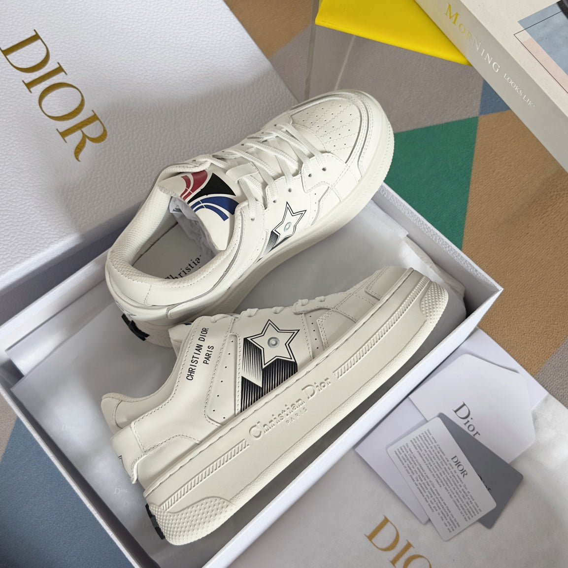 cd star sneaker white black calfksin