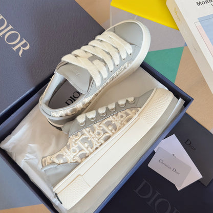 CD B33 Sneaker - Limited And Numbered Edition 40mm Grey Oblique Jacquard And Cowhide